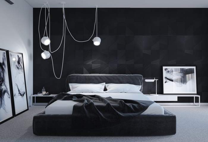 Bedroom design with dark furniture