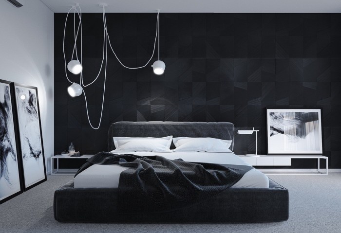 Black and white bedroom design