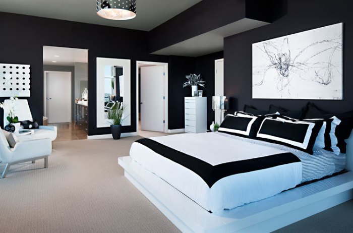 Black and white bedroom design