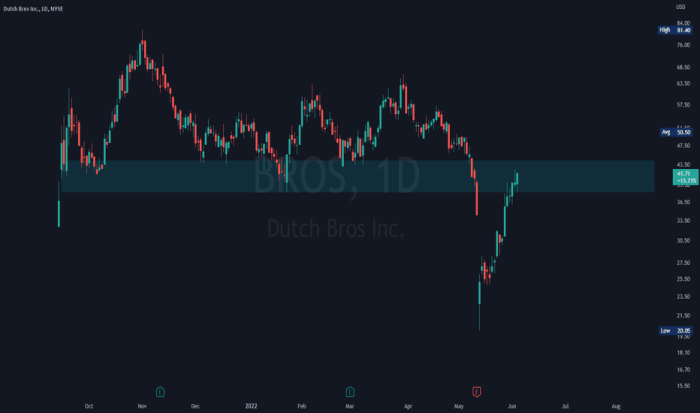 Bros stock price today per share